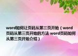 word如何让页码从第三页开始（word页码从第三页开始的方法 word页码如何从第三页开始介绍）