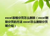 excel表格分页怎么删除（excel删除分页的方法 excel怎么删除分页呢介绍）