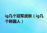 ig几个冠军皮肤（ig几个韩国人）