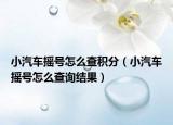 小汽车摇号怎么查积分（小汽车摇号怎么查询结果）