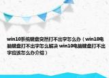 win10系统键盘突然打不出字怎么办（win10电脑键盘打不出字怎么解决 win10电脑键盘打不出字应该怎么办介绍）