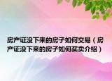 房产证没下来的房子如何交易（房产证没下来的房子如何买卖介绍）