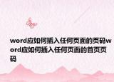 word应如何插入任何页面的页码word应如何插入任何页面的首页页码