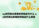 qq突然退出要重新登陆是为什么 qq突然退出要重新登陆是什么原因