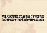 苹果无线充电宝怎么看电量（苹果充电宝怎么看电量 苹果充电宝如何看电量介绍）