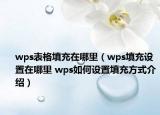 wps表格填充在哪里（wps填充设置在哪里 wps如何设置填充方式介绍）