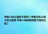 苹果13怎么调双卡双待（苹果手机13双卡怎么使用 苹果13如何使用双卡双待介绍）