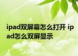 ipad双屏幕怎么打开 ipad怎么双屏显示