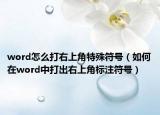 word怎么打右上角特殊符号（如何在word中打出右上角标注符号）