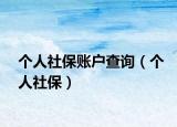 个人社保账户查询（个人社保）