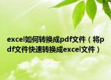 excel如何转换成pdf文件（将pdf文件快速转换成excel文件）