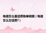 电信怎么查话费账单明细（电信怎么交话费?）