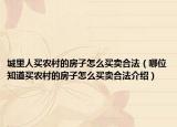 城里人买农村的房子怎么买卖合法（哪位知道买农村的房子怎么买卖合法介绍）
