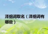 泽组词取名（泽组词有哪些）