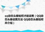 qq动态头像如何才能设置（QQ动态头像设置方法 QQ动态头像如何弄介绍）