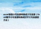 excel表格小写金额转换成大写金额（Excel数字小写金额转换成汉字大写金额的方法）