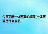 今日更新一体两翼的解释(一体两翼是什么意思)