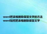 word把表格删除保留文字的方法 word如何把表格删除保留文字