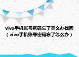vivo手机账号密码忘了怎么办找回（vivo手机账号密码忘了怎么办）