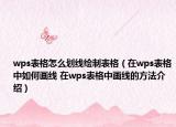wps表格怎么划线绘制表格（在wps表格中如何画线 在wps表格中画线的方法介绍）