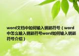 word文档中如何输入钢筋符号（word中怎么输入钢筋符号word如何输入钢筋符号介绍）