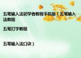 五笔输入法初学者教程手机版（五笔输入法教程|五笔打字教程|五笔输入法口诀）
