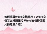 如何排版word文档图片（Word文档怎么排版图片 Word文档排版图片的方法介绍）