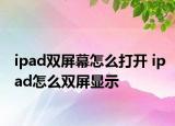 ipad双屏幕怎么打开 ipad怎么双屏显示
