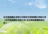 长方体的棱长总和公式和正方体的棱长总和公式（正方体的棱长总和公式 正方体的表面积的公式）