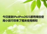 今日更新iPadPro2021都有哪些使用小技巧带来了相关使用教程