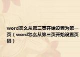 word怎么从第三页开始设置为第一页（word怎么从第三页开始设置页码）