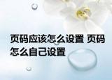 页码应该怎么设置 页码怎么自己设置