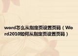 word怎么从指定页设置页码（Word2010如何从指定页设置页码）