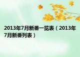 2013年7月新番一览表（2013年7月新番列表）