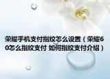 荣耀手机支付指纹怎么设置（荣耀60怎么指纹支付 如何指纹支付介绍）