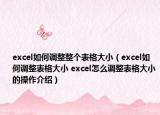 excel如何调整整个表格大小（excel如何调整表格大小 excel怎么调整表格大小的操作介绍）