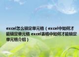excel怎么锁定单元格（excel中如何才能锁定单元格 excel表格中如何才能锁定单元格介绍）
