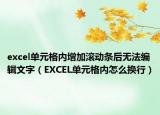 excel单元格内增加滚动条后无法编辑文字（EXCEL单元格内怎么换行）