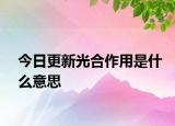 今日更新光合作用是什么意思