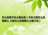 怎么恢复手机主题设置（手机主题怎么恢复默认 主题怎么恢复默认主题介绍）