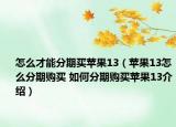 怎么才能分期买苹果13（苹果13怎么分期购买 如何分期购买苹果13介绍）