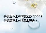 手机连不上wifi怎么办 oppo（手机连不上wifi怎么解决）