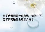 房子大开间是什么意思（请问一下房子开间是什么意思介绍）