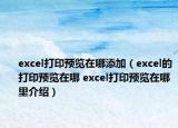 excel打印预览在哪添加（excel的打印预览在哪 excel打印预览在哪里介绍）