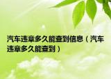 汽车违章多久能查到信息（汽车违章多久能查到）