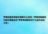 苹果的屏幕录制在哪里怎么设置（苹果录制屏幕功能在哪里设置 苹果录制屏幕在什么地方设置介绍）