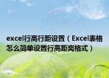 excel行高行距设置（Excel表格怎么简单设置行高距离格式）