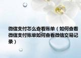 微信支付怎么查看账单（如何查看微信支付账单如何查看微信交易记录）