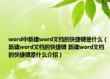 word中新建word文档的快捷键是什么（新建word文档的快捷键 新建word文档的快捷键是什么介绍）