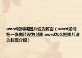 word如何将图片设为封面（word如何把一张图片设为封面 word怎么把图片设为封面介绍）